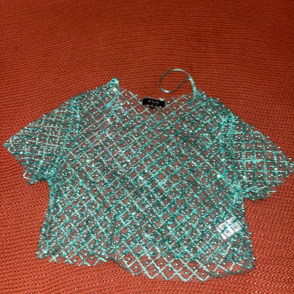 Abella Women's Turquoise Beaded Blouse - Picture 2 of 2